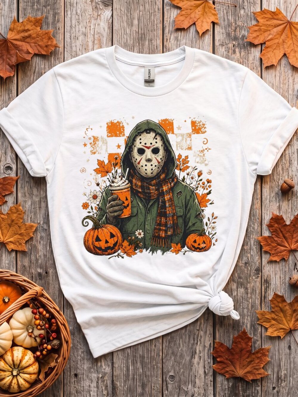Gildan SoftStyle Halloween Jason graphic tee White